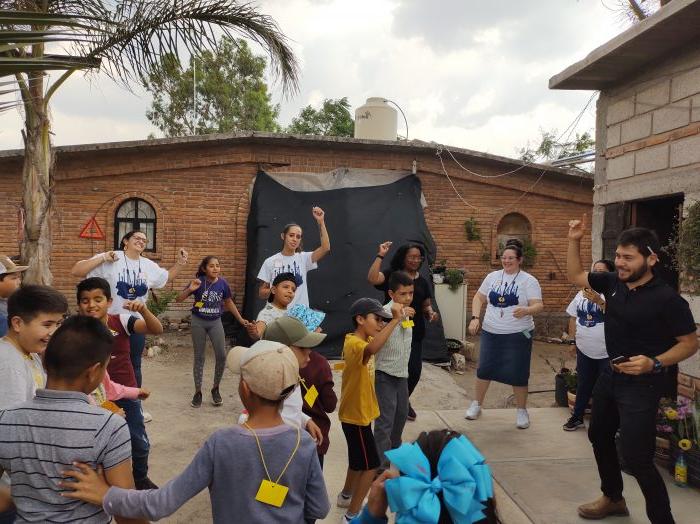 Students in a different country playing the community